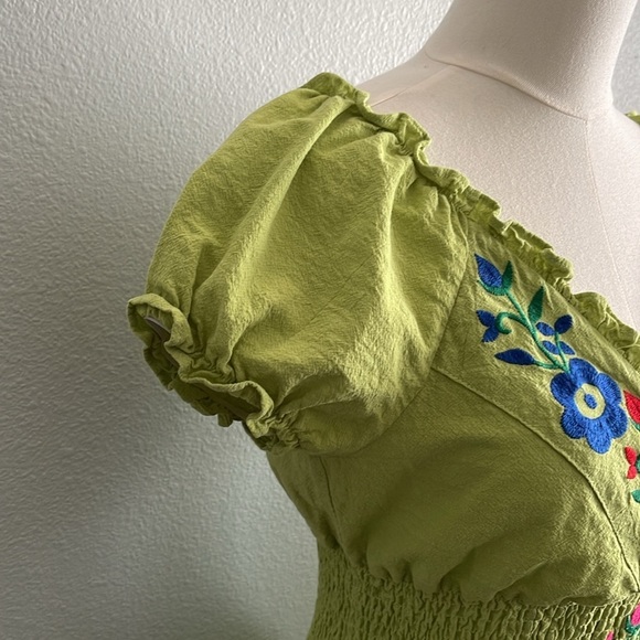 YZXDORWJ Women Embroidered Casual Dress Summer Ruffle V Neck Short Sleeves M - Picture 4 of 9